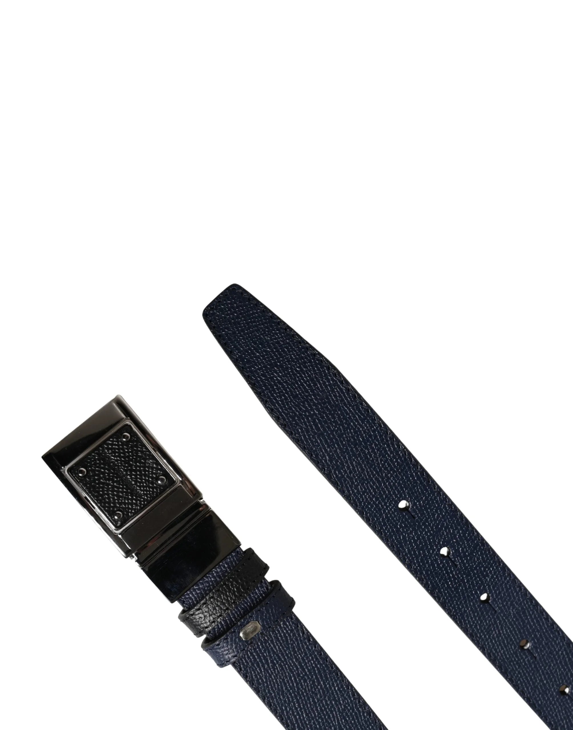 Dolce & Gabbana Men Blue Calfskin Leather Square Buckle Belt - 115 cm / 46 Inches