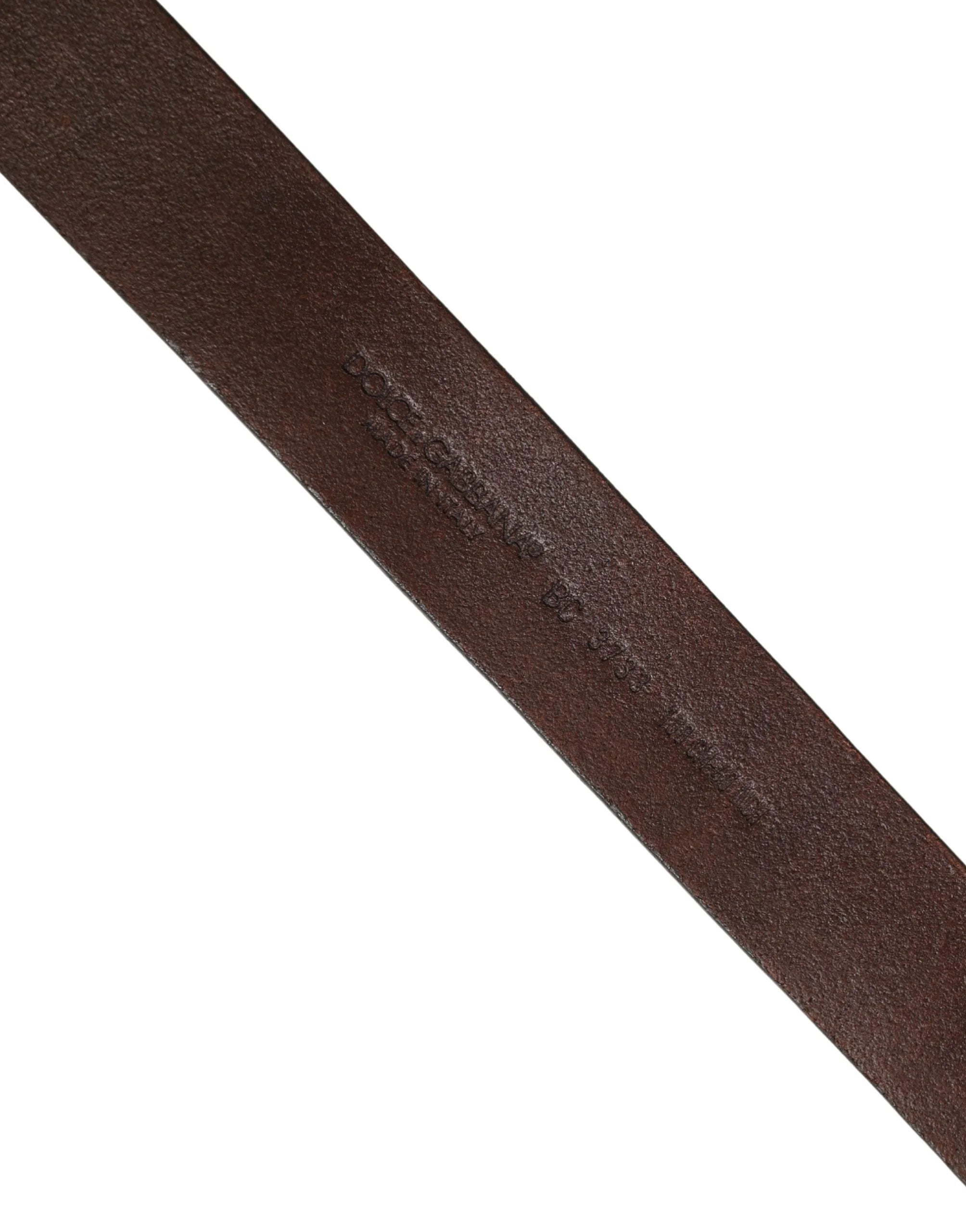 Dolce & Gabbana Men Brown Calf Leather Logo Metal Buckle Belt - 100 cm / 40 Inches