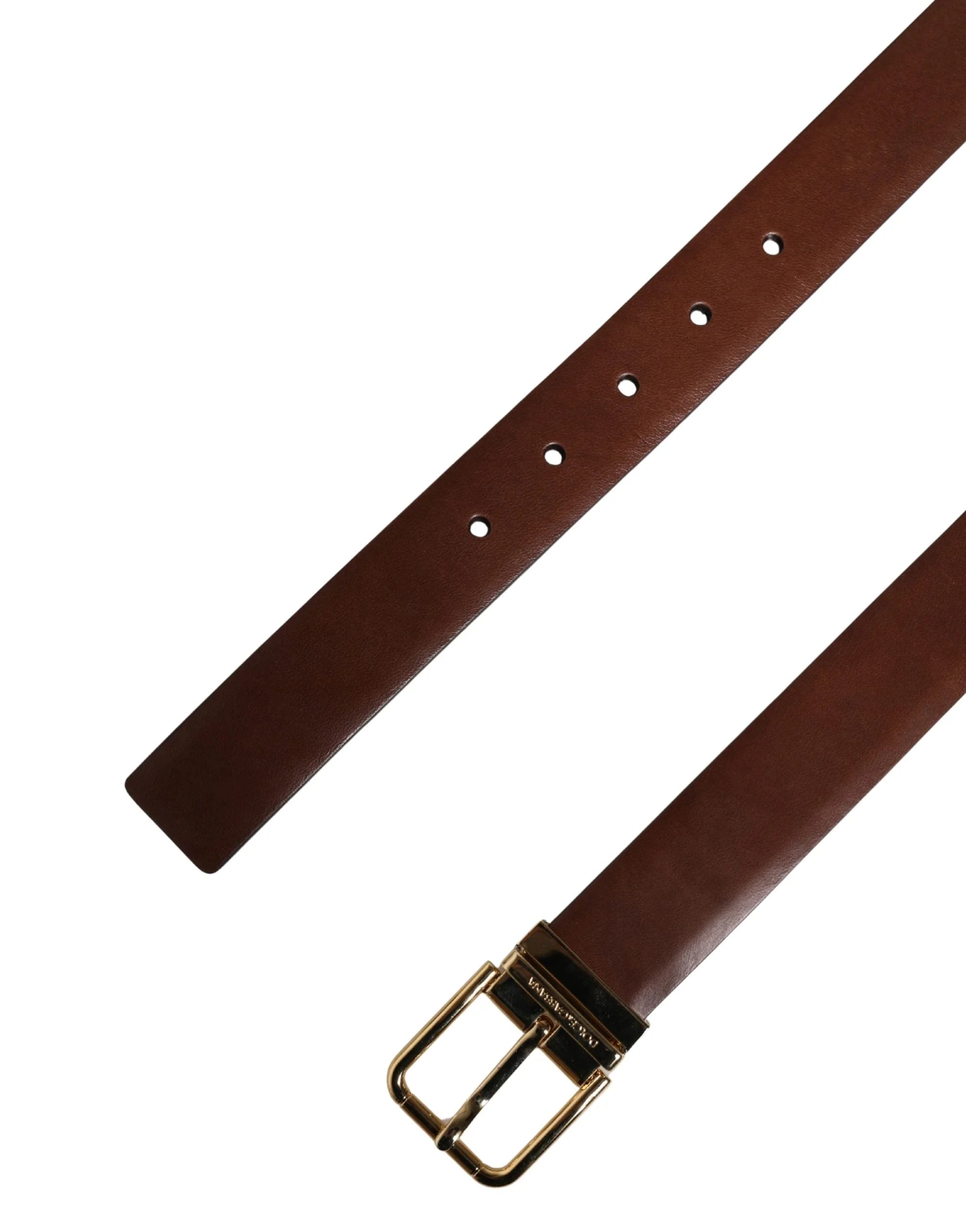 Dolce & Gabbana Herr Brun Klassisk Läder Bält med Metallspänne - 105 cm / 42 Tum