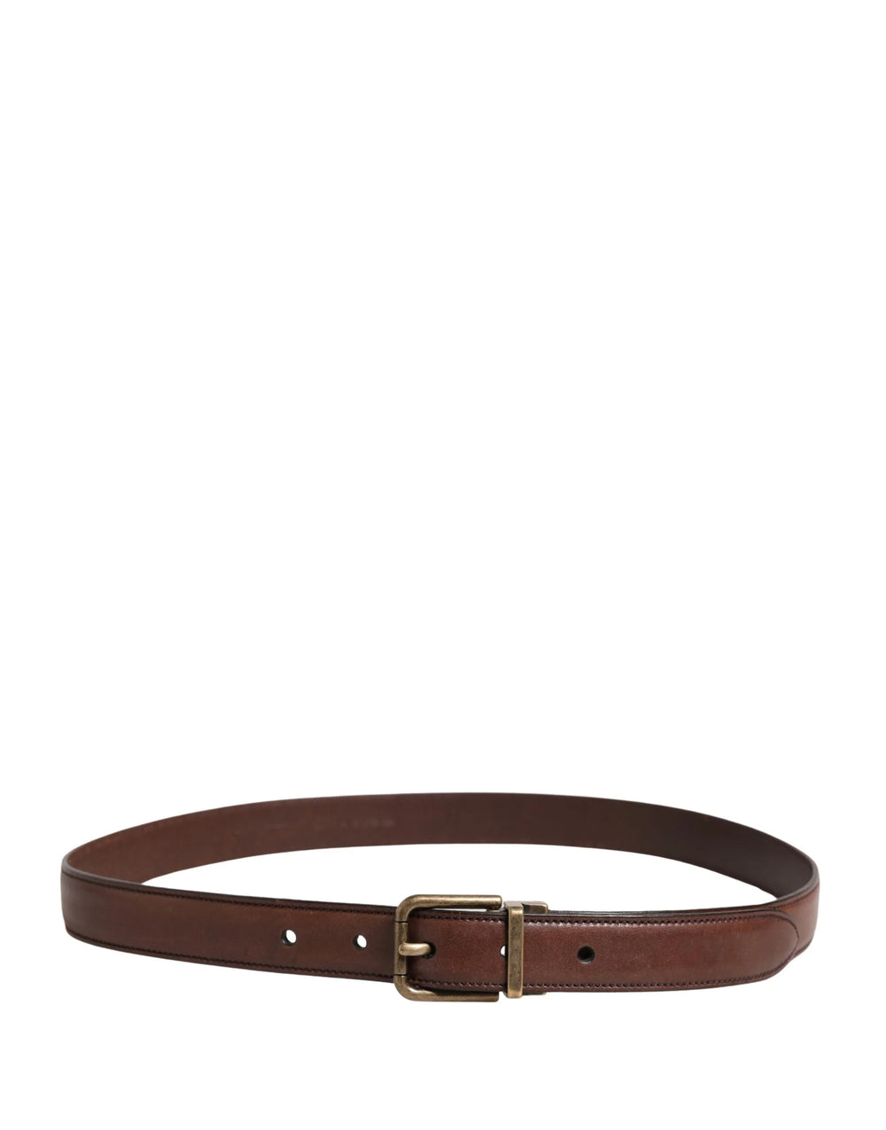 Dolce & Gabbana Men Brown Classic Leather Metal Buckle Belt - 85 cm / 34 Inches