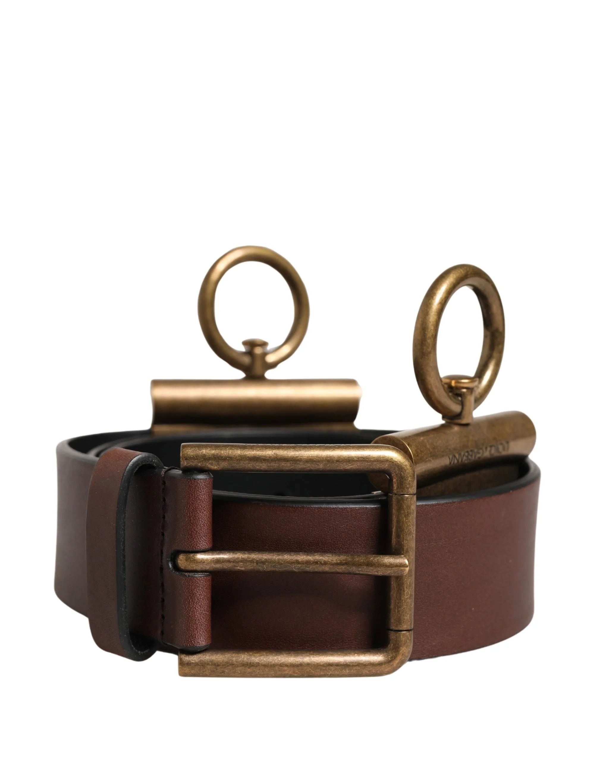 Dolce & Gabbana Men Brown Classic Leather Metal Buckle Belt - 90 cm / 36 Inches