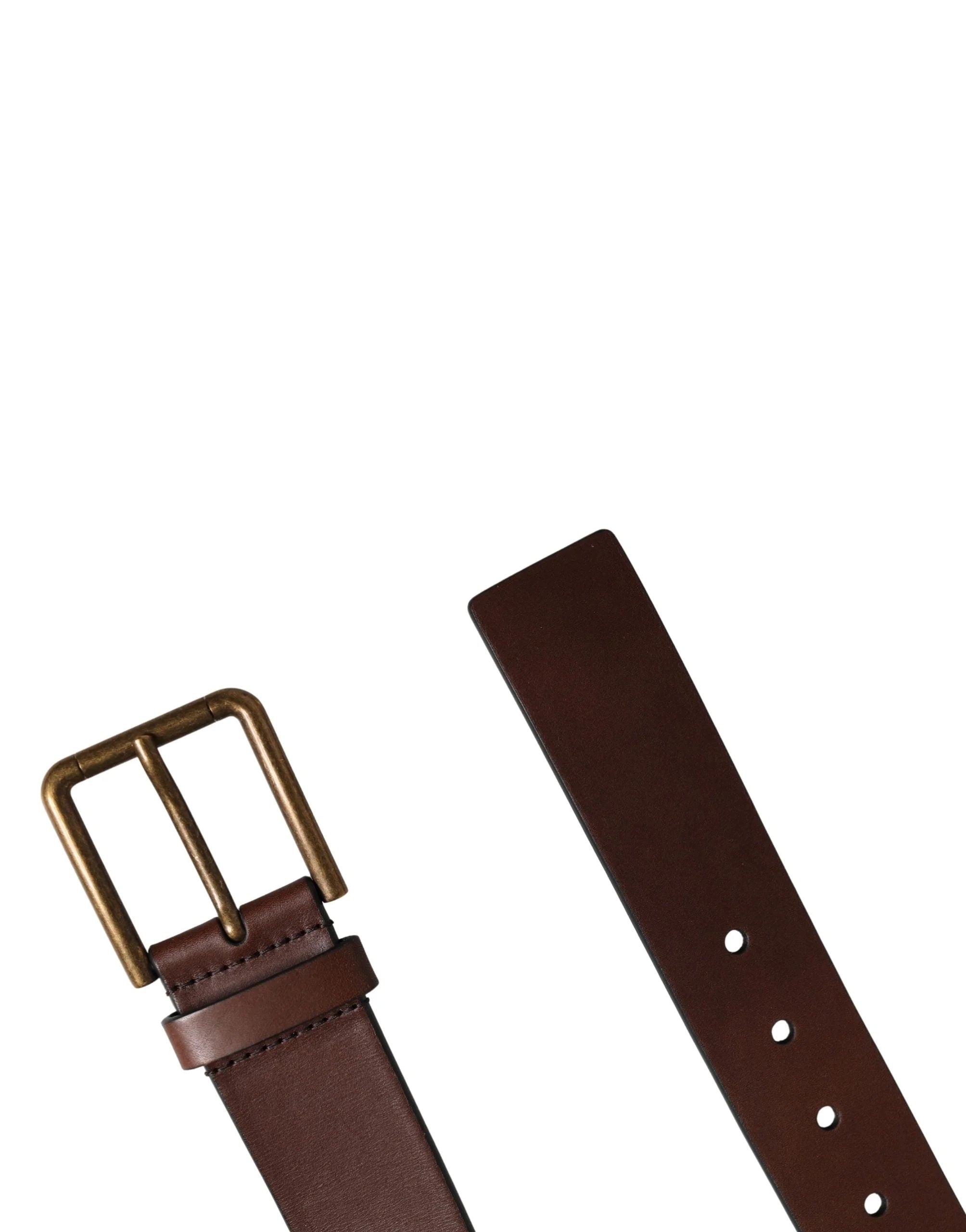 Dolce & Gabbana Men Brown Classic Leather Metal Buckle Belt - 90 cm / 36 Inches