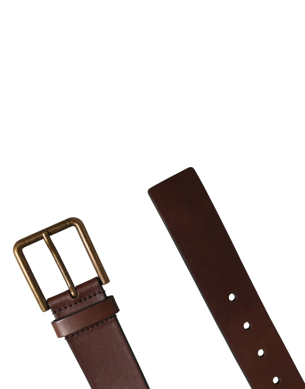 Dolce & Gabbana Men Brown Classic Leather Metal Buckle Belt - 90 cm / 36 Inches