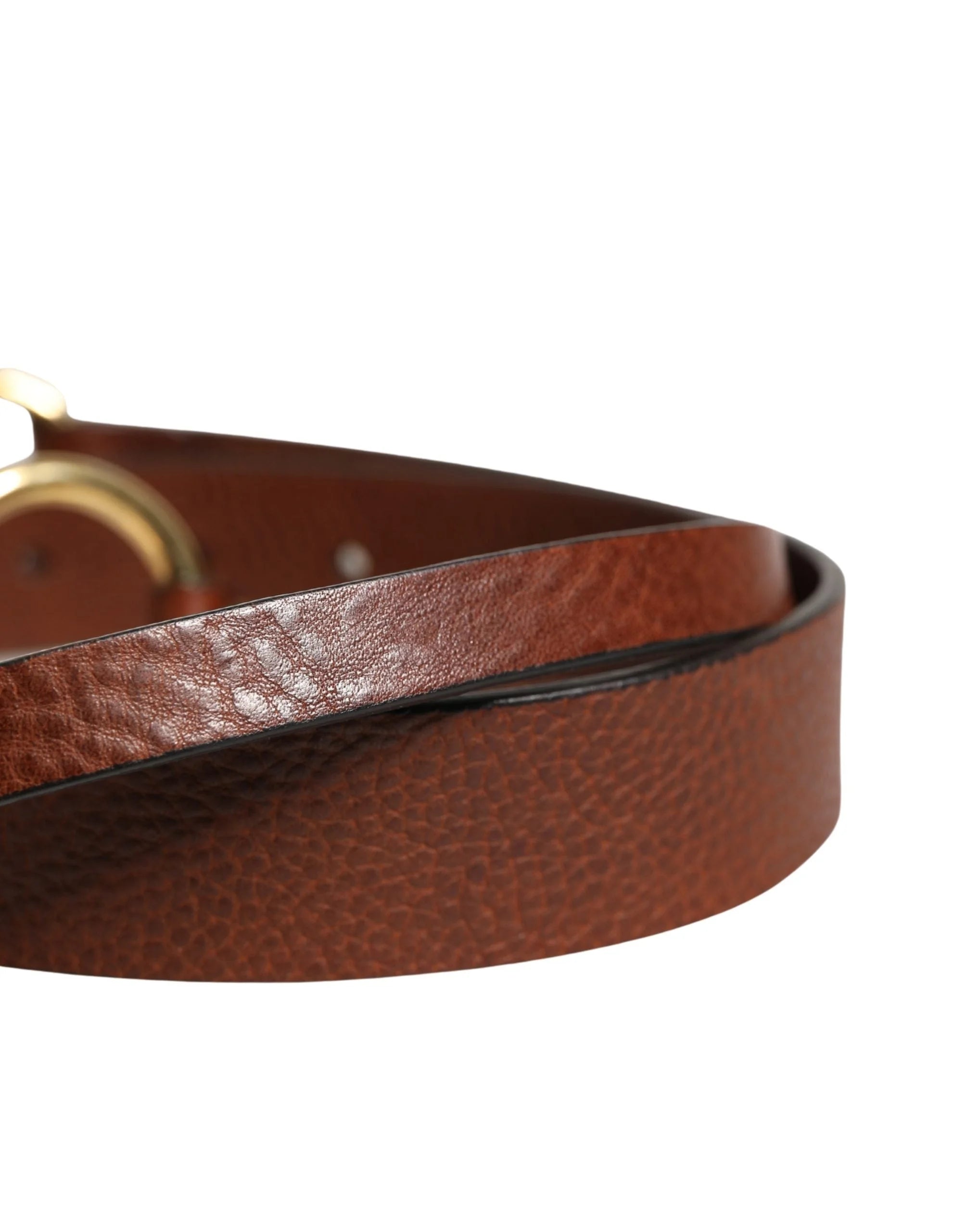 Dolce & Gabbana Men Brown Classic Leather Metal Buckle Belt - 90 cm / 36 Inches