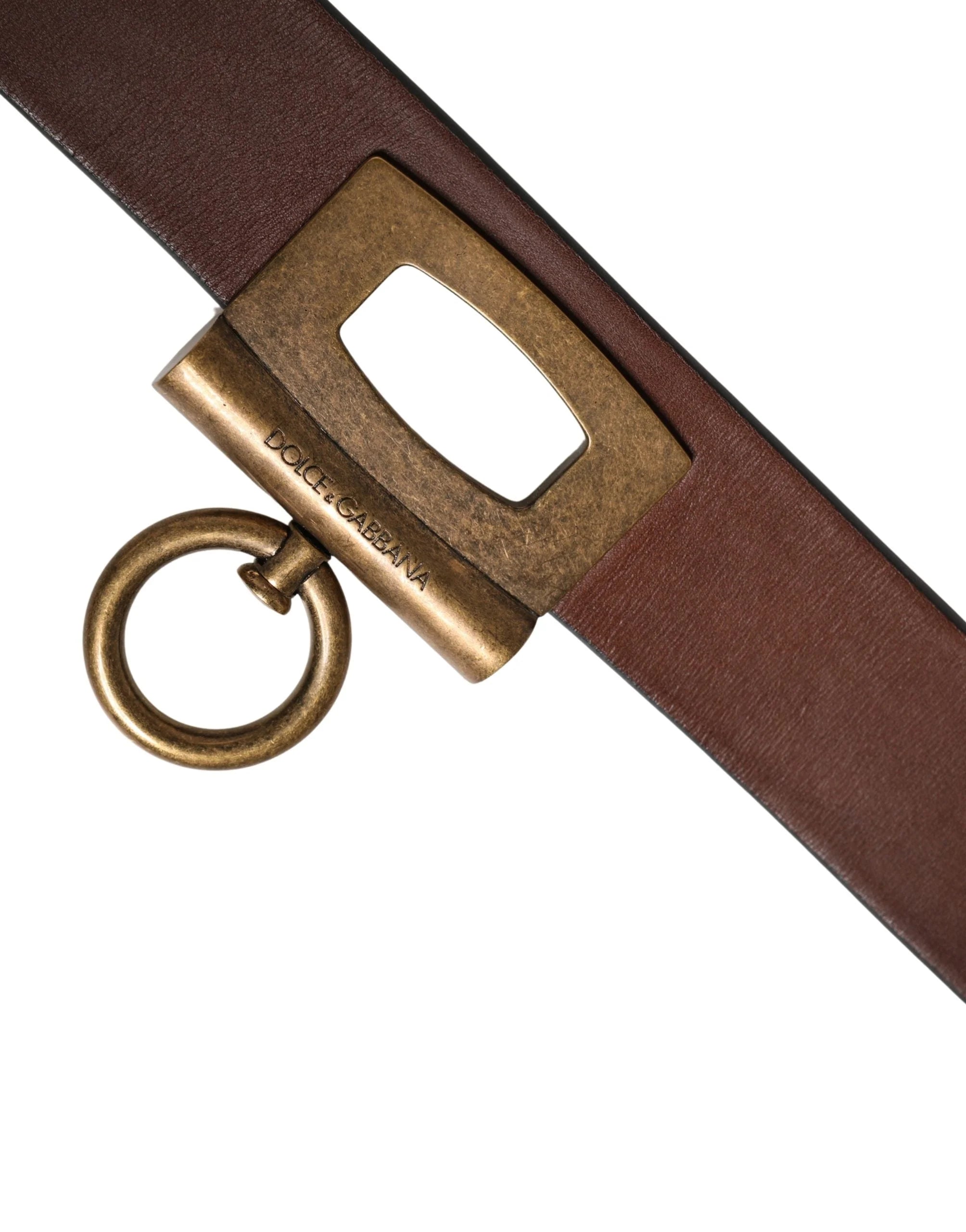 Dolce & Gabbana Men Brown Classic Leather Metal Buckle Belt - 90 cm / 36 Inches
