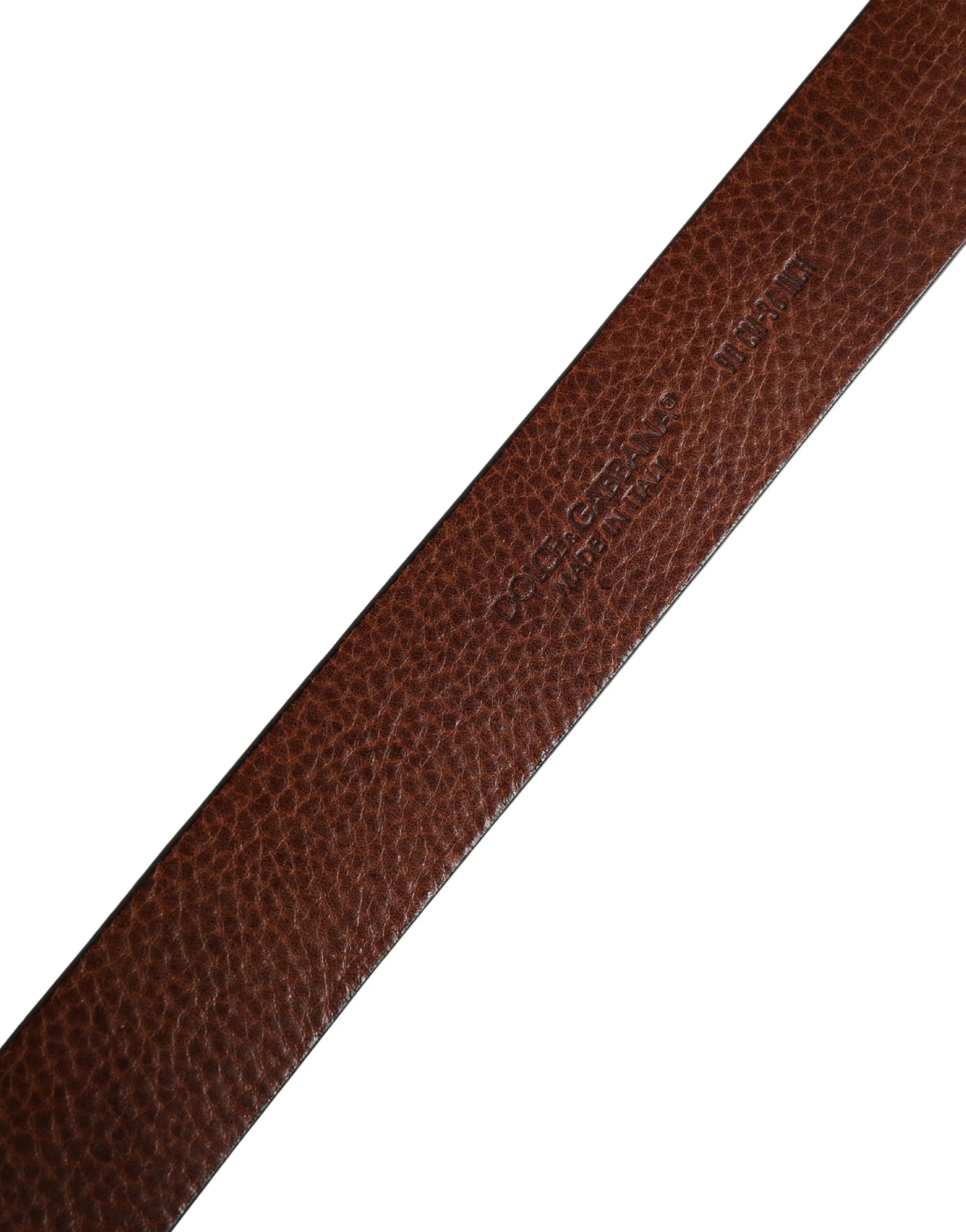 Dolce & Gabbana Men Brown Classic Leather Metal Buckle Belt - 90 cm / 36 Inches