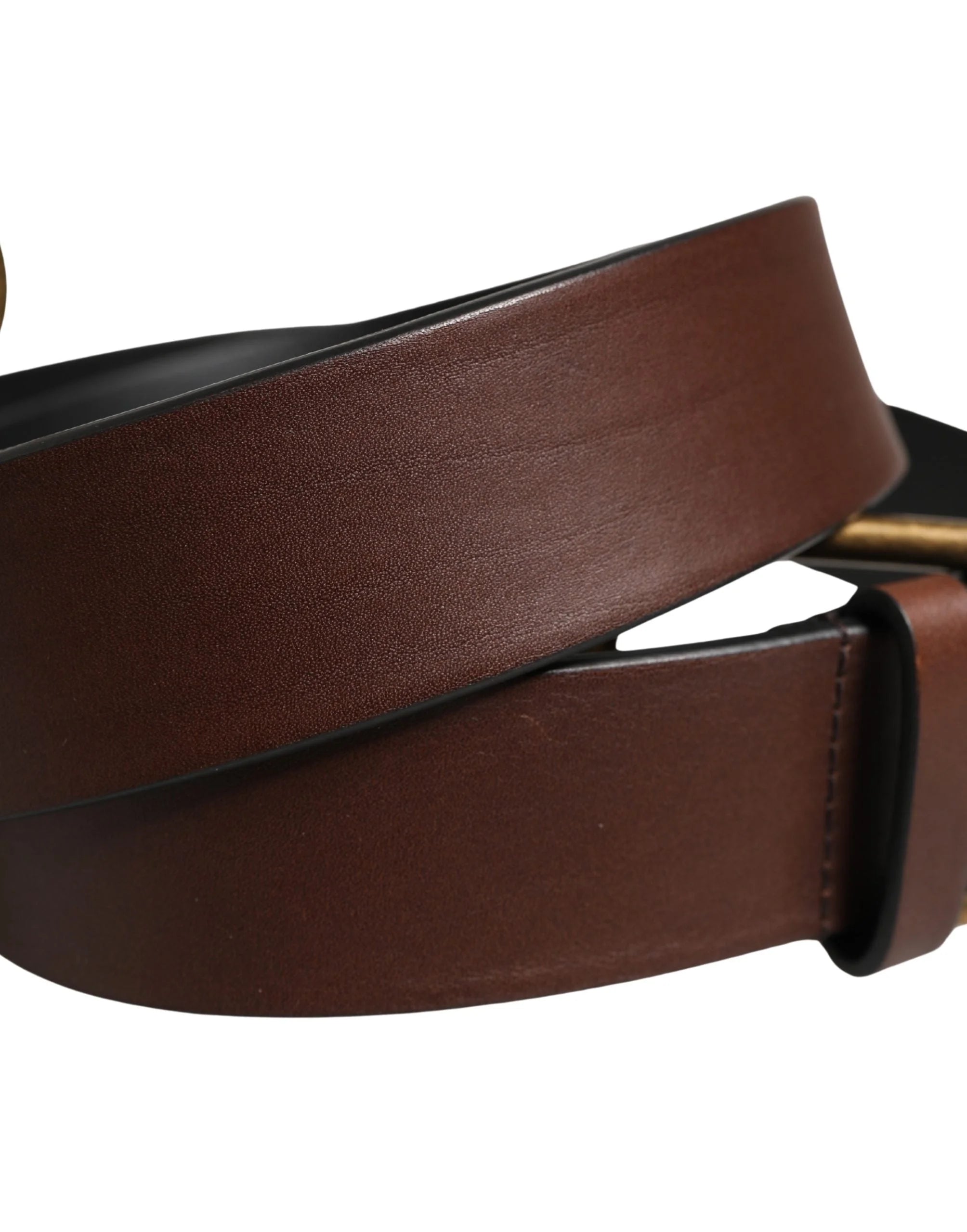 Dolce & Gabbana Men Brown Classic Leather Metal Buckle Belt - 90 cm / 36 Inches