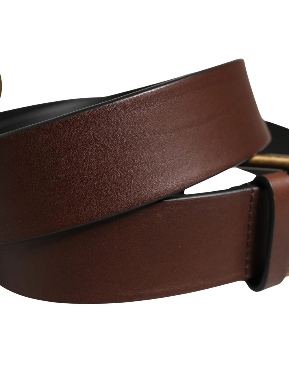 Dolce & Gabbana Men Brown Classic Leather Metal Buckle Belt - 90 cm / 36 Inches