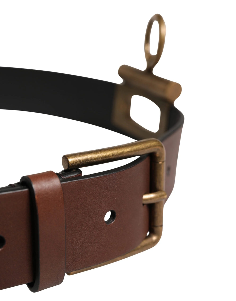 Dolce & Gabbana Men Brown Classic Leather Metal Buckle Belt - 90 cm / 36 Inches