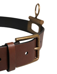 Dolce & Gabbana Men Brown Classic Leather Metal Buckle Belt - 90 cm / 36 Inches