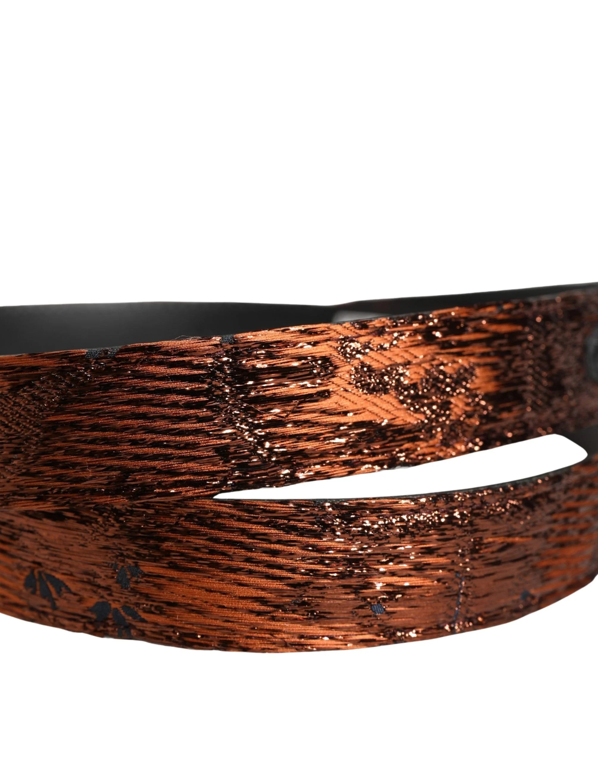 Dolce & Gabbana Men Brown Classic Polyester Metal Buckle Belt - 90 cm / 36 Inches