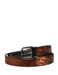 Dolce & Gabbana Men Brown Classic Polyester Metal Buckle Belt - 90 cm / 36 Inches