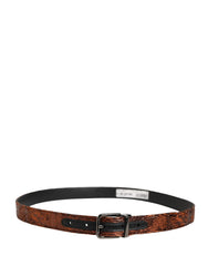 Dolce & Gabbana Men Brown Classic Polyester Metal Buckle Belt - 90 cm / 36 Inches
