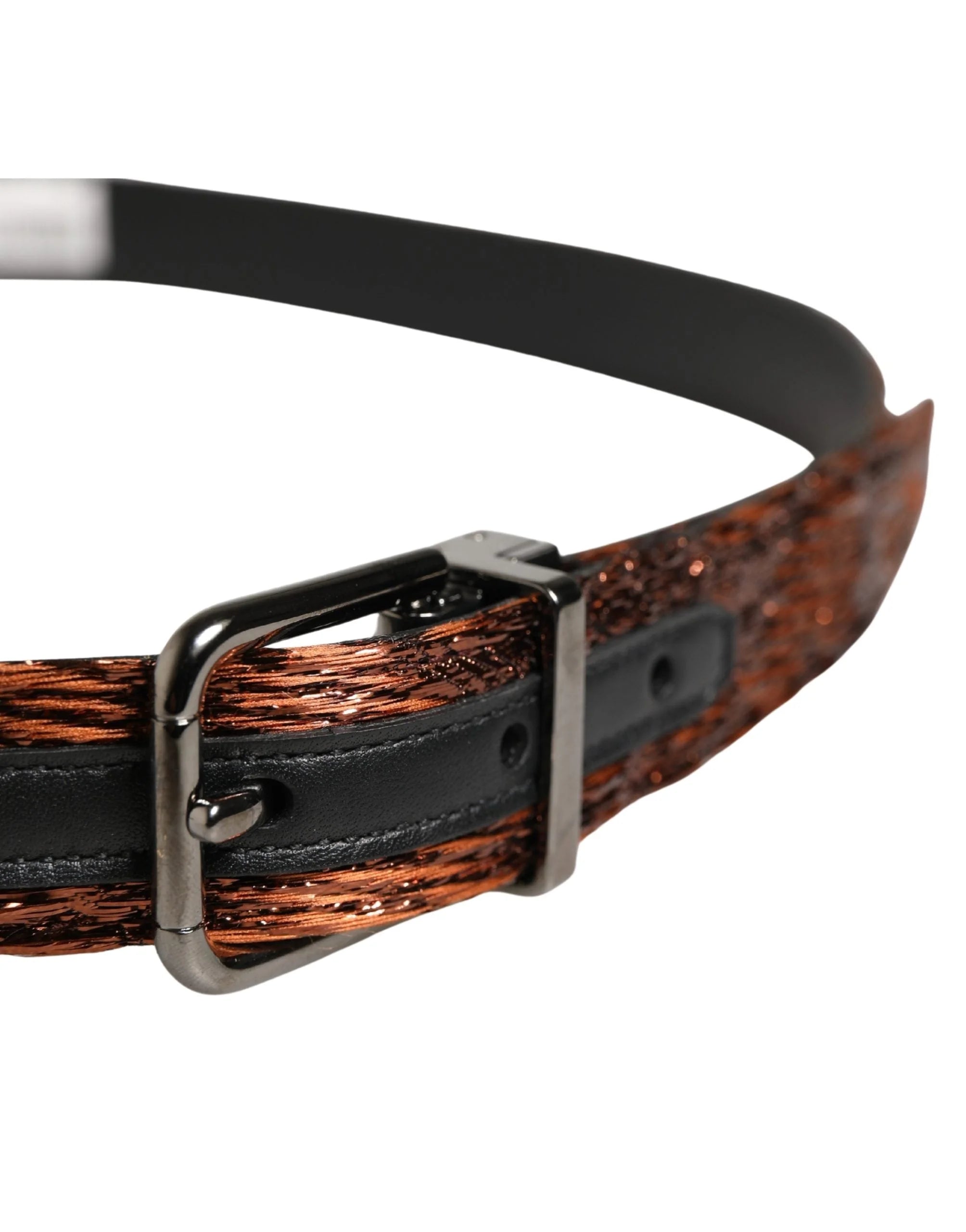 Dolce & Gabbana Men Brown Classic Polyester Metal Buckle Belt - 90 cm / 36 Inches