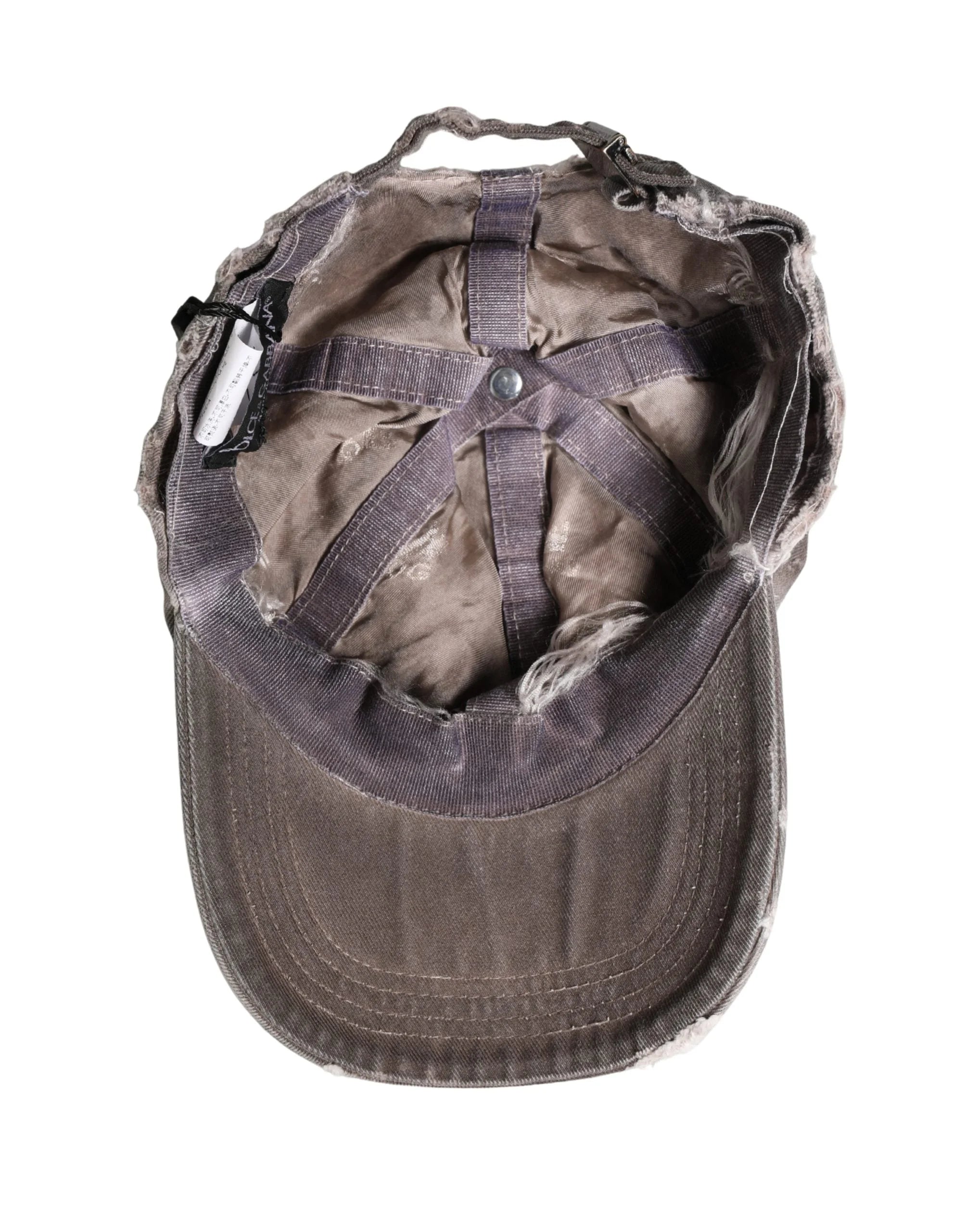Dolce & Gabbana Men Brown Cotton Distressed Baseball Capello Hat - 58 cm|M - Baseball Caps