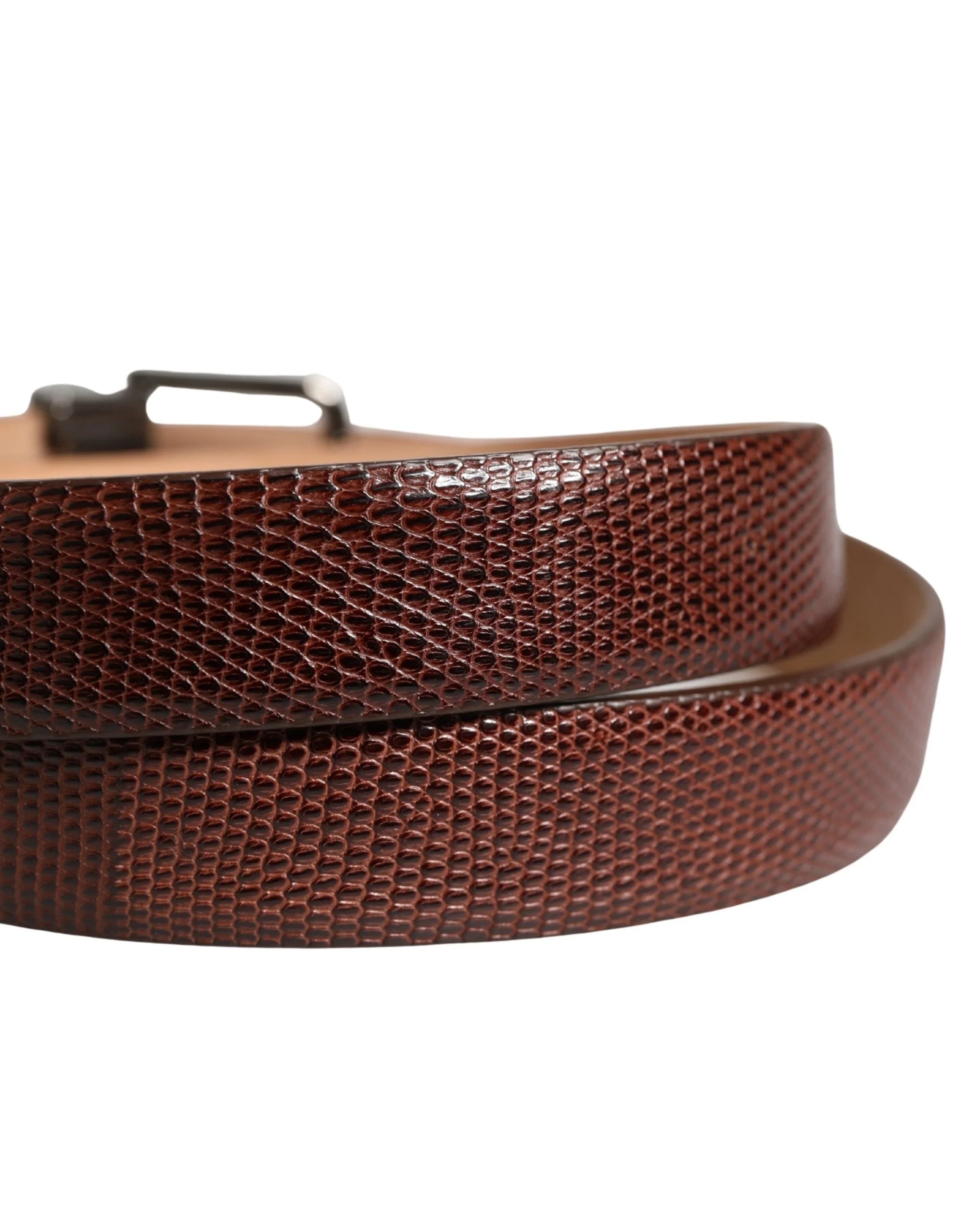 Dolce & Gabbana Men Brown Goatskin Leather Metal Buckle Belt - 85 cm / 34 Inches