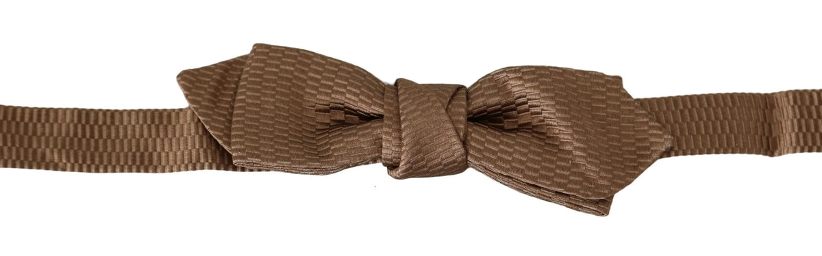 Dolce & Gabbana Men Brown Gold Adjustable Neck Papillon Bow Tie - Neckties