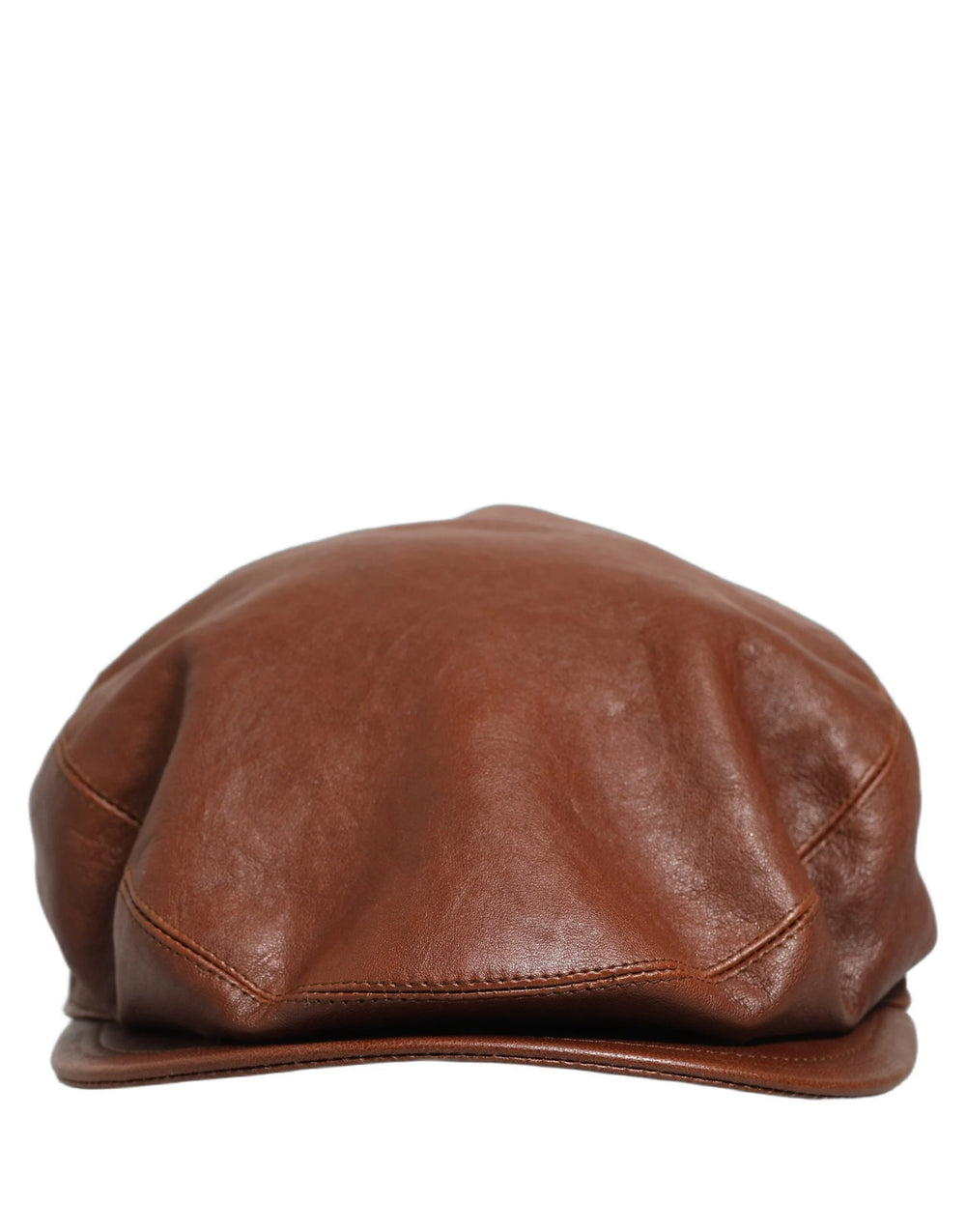 Dolce & Gabbana Men Brown Lamb Leather Newsboy Cloth Capello Hat - 57 cm|S