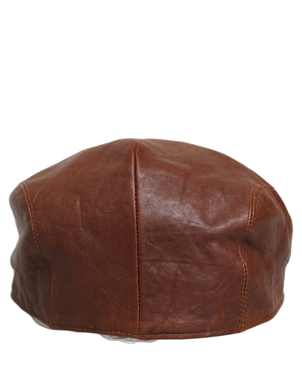 Dolce & Gabbana Men Brown Lamb Leather Newsboy Cloth Capello Hat - 57 cm|S