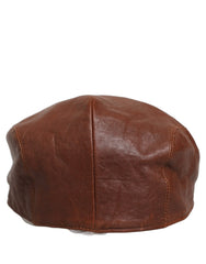Dolce & Gabbana Men Brown Lamb Leather Newsboy Cloth Capello Hat - 57 cm|S