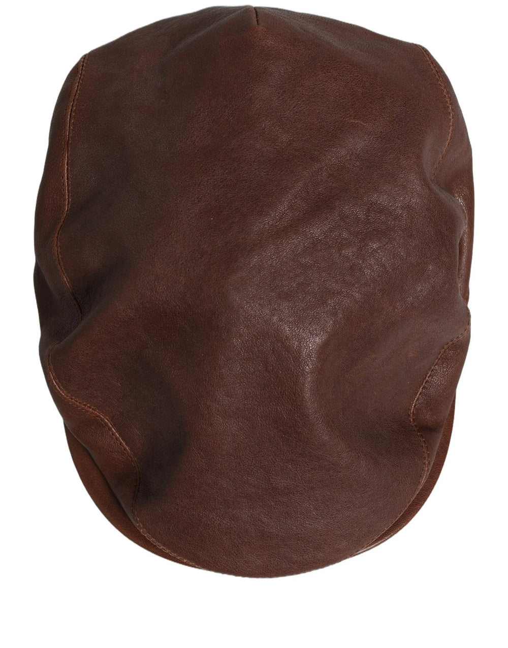 Dolce & Gabbana Men Brown Lamb Leather Newsboy Cloth Capello Hat - 60 cm|XL