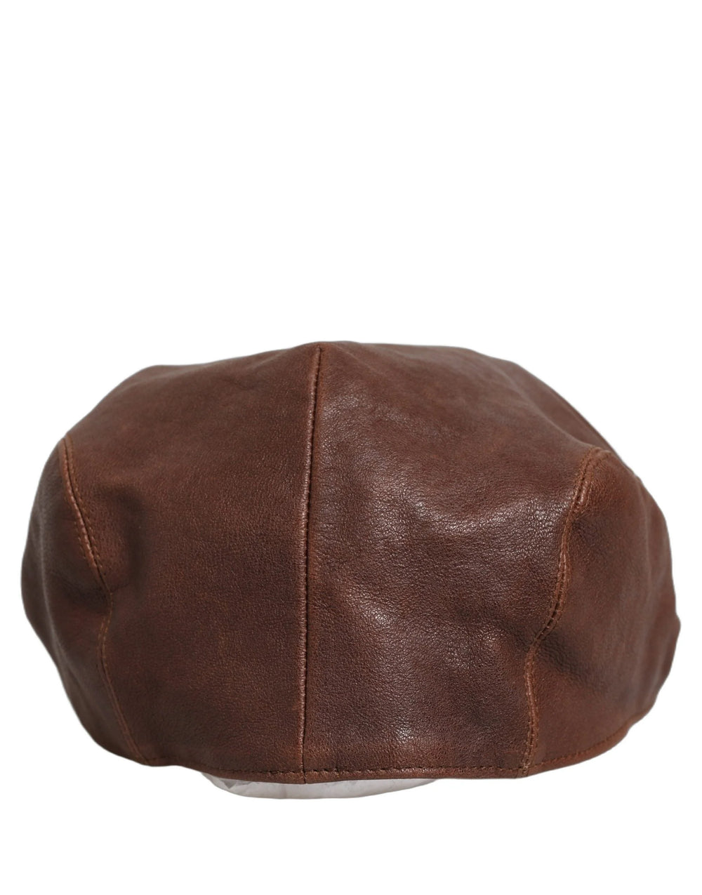 Dolce & Gabbana Men Brown Lamb Leather Newsboy Cloth Capello Hat - 60 cm|XL