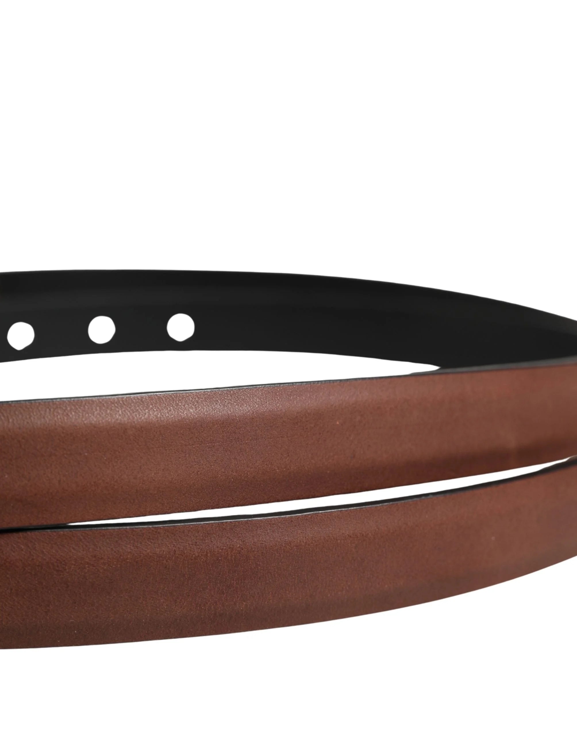 Dolce & Gabbana Men Brown Leather Classic Metal Buckle Belt - 90 cm / 36 Inches