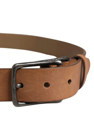 Dolce & Gabbana Men Brown Leather Classic Metal Buckle Belt - 95 cm / 38 Inches