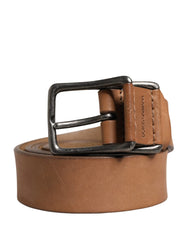 Dolce & Gabbana Men Brown Leather Classic Metal Buckle Belt - 95 cm / 38 Inches