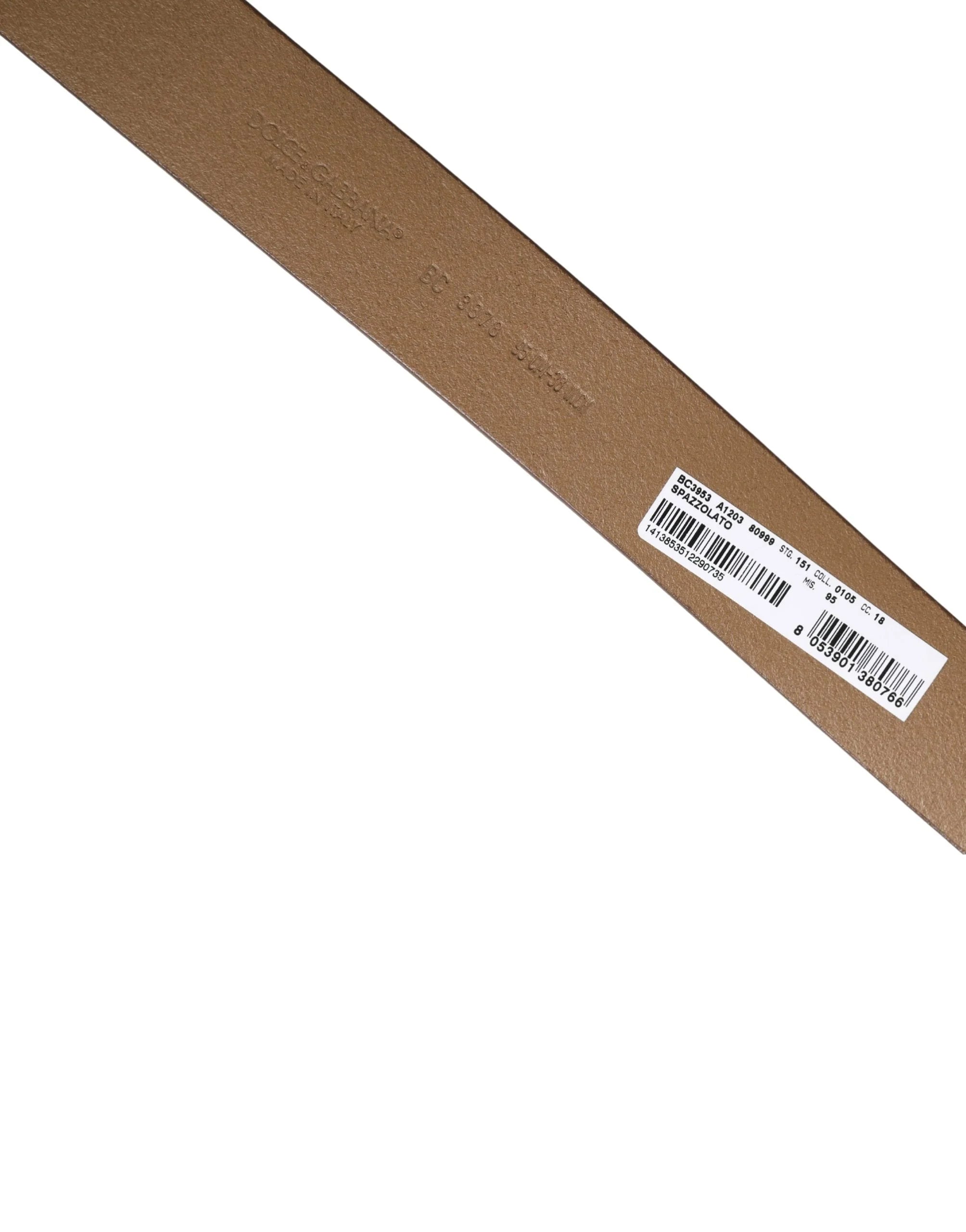 Dolce & Gabbana Men Brown Leather Classic Metal Buckle Belt - 95 cm / 38 Inches