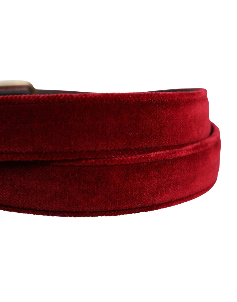 Dolce & Gabbana Men Burgundy Velvet Cotton Metal Buckle Belt