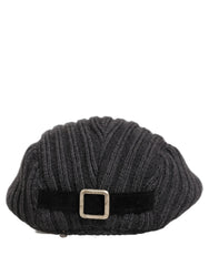 Dolce & Gabbana Men Dark Gray Wool Knitted Newsboy Capello Hat - 58 cm|M