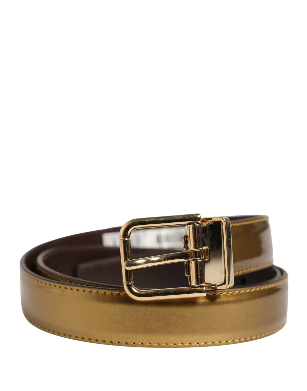 Dolce & Gabbana Men Gold Classic Leather Metal Buckle Belt - 85 cm / 34 Inches