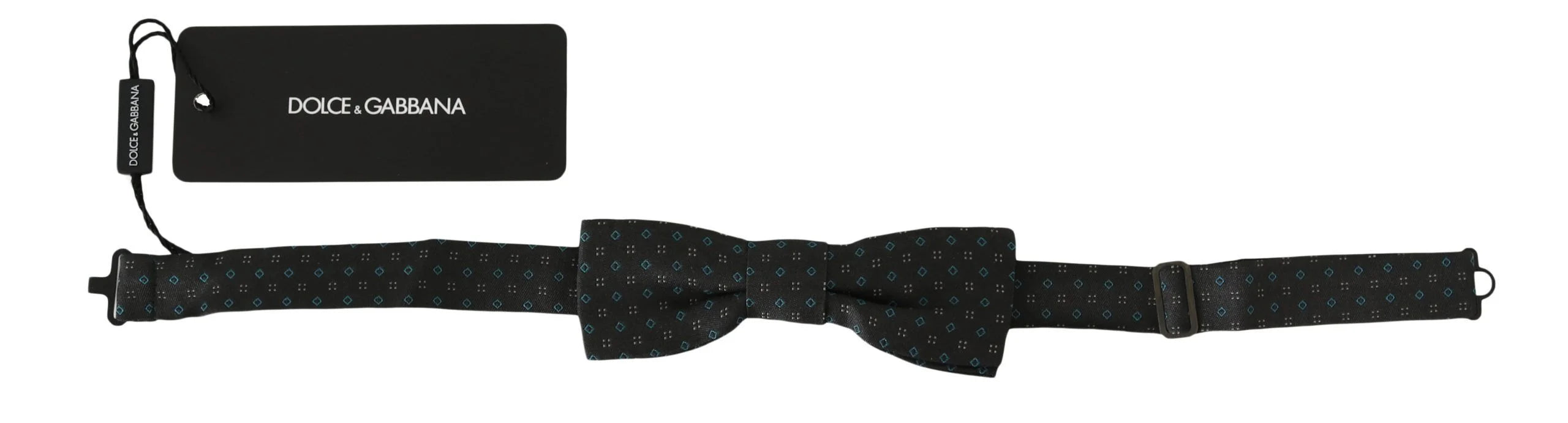 Dolce & Gabbana Men Gray Pattern Silk Adjustable Neck Papillon Bow Tie - Neckties