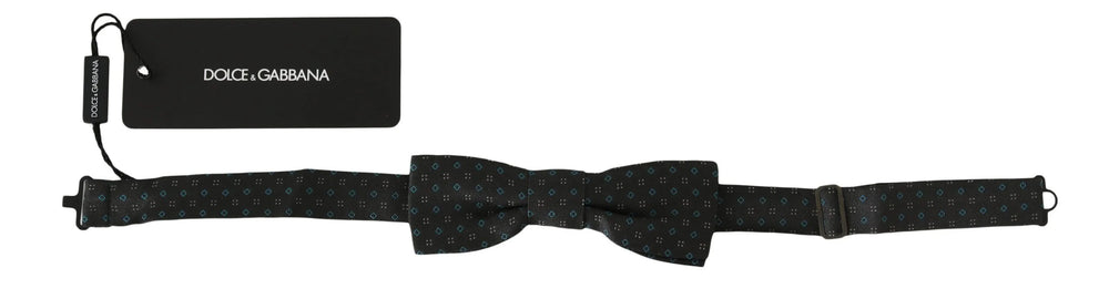 Dolce & Gabbana Men Gray Pattern Silk Adjustable Neck Papillon Bow Tie - Neckties