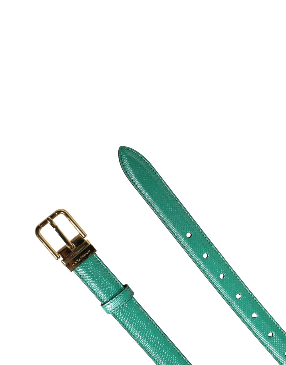 Dolce & Gabbana Men Green Classic Leather Metal Buckle Belt - 85 cm / 34 Inches