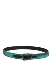 Dolce & Gabbana Men Green Lurex Polyester Metal Buckle Belt - 85 cm / 34 Inches