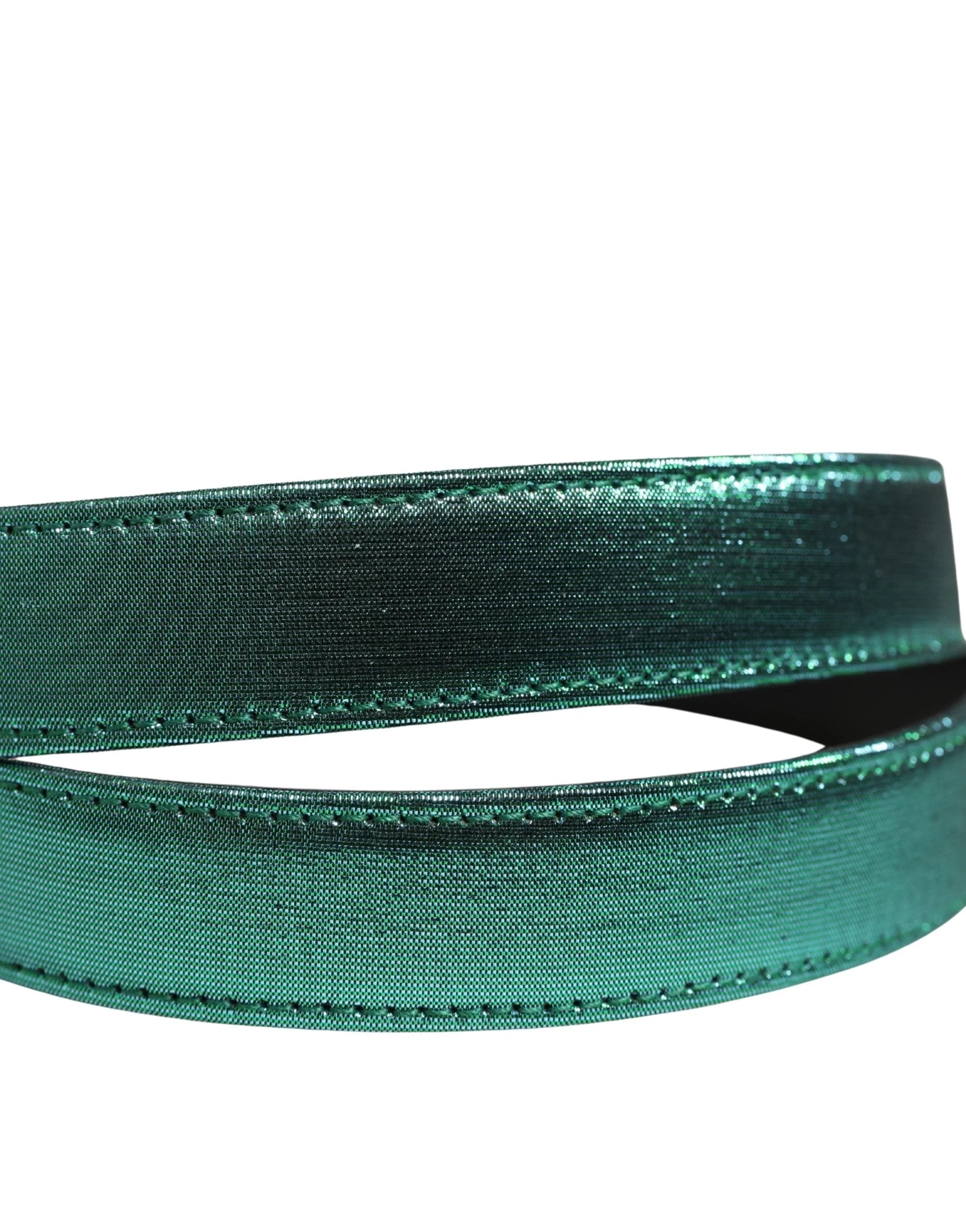 Dolce & Gabbana Men Green Lurex Polyester Metal Buckle Belt - 85 cm / 34 Inches