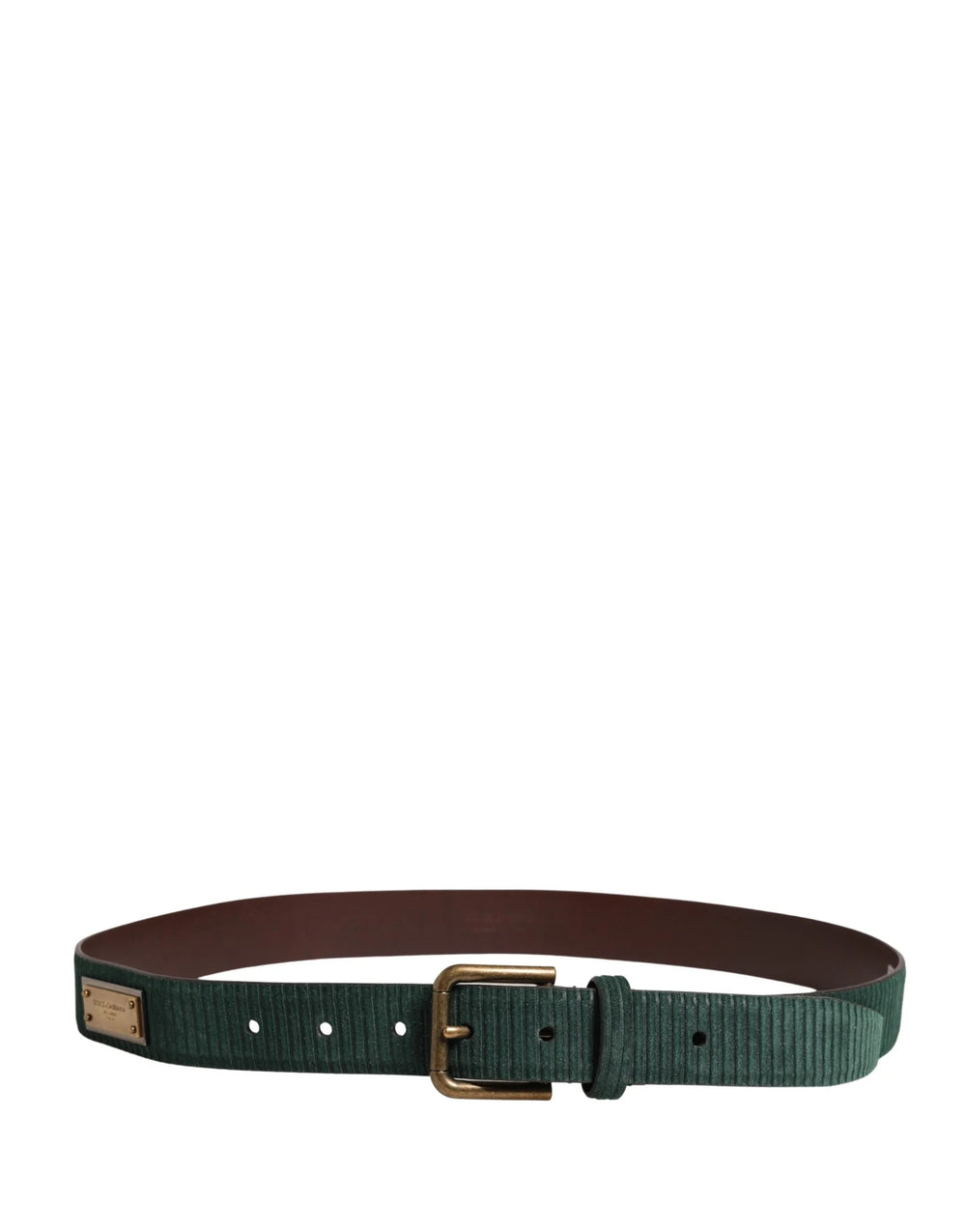 Dolce & Gabbana Men Green Velvet Leather Metal Buckle Belt - 85 cm / 34 Inches