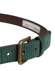 Dolce & Gabbana Men Green Velvet Leather Metal Buckle Belt - 85 cm / 34 Inches
