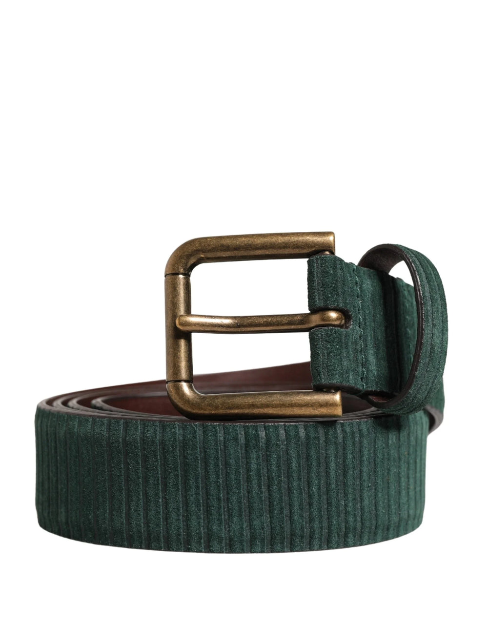 Dolce & Gabbana Men Green Velvet Leather Metal Buckle Belt - 85 cm / 34 Inches