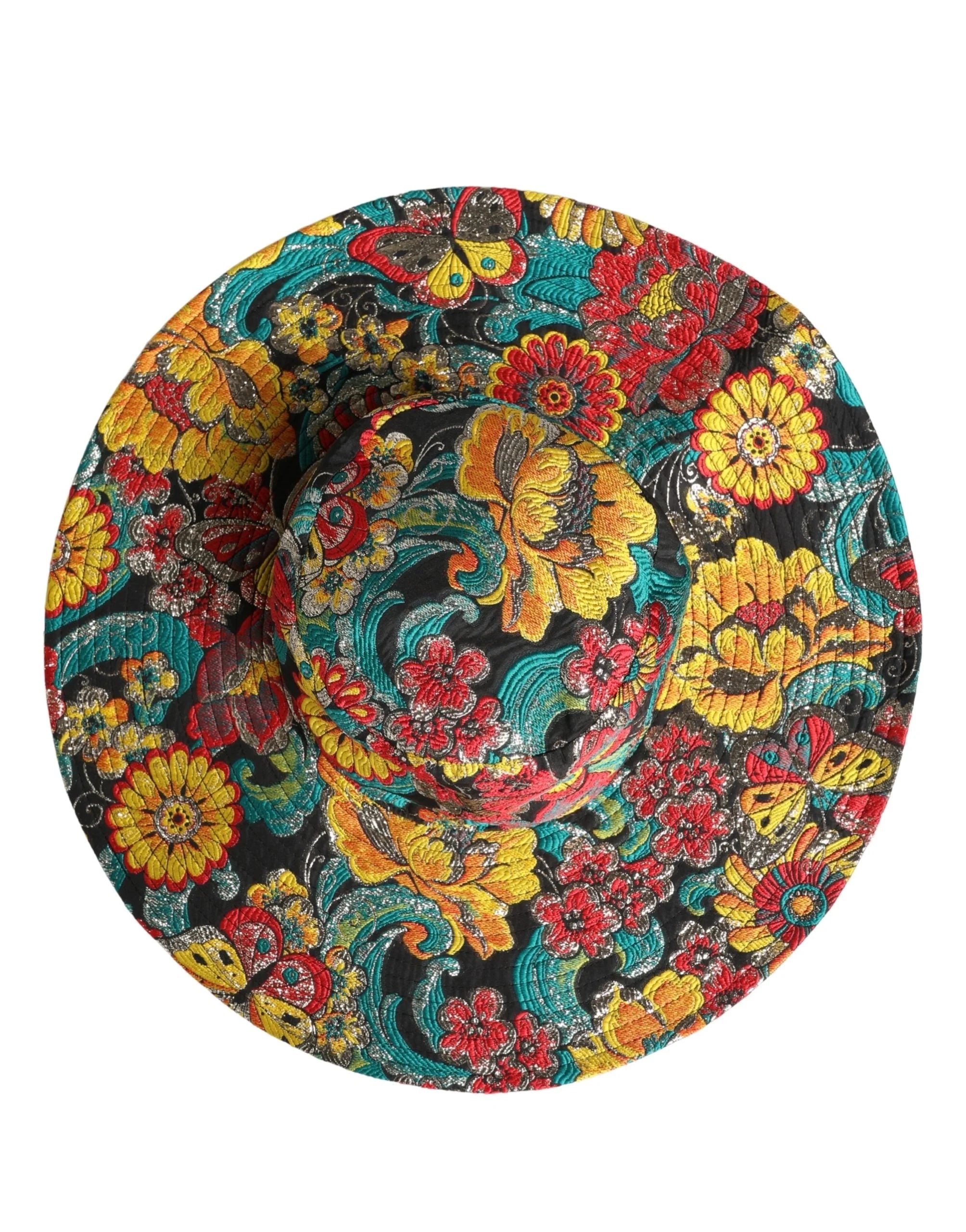 Dolce & Gabbana Herre Multifarvet Brocade Bredskygget Fiskerhat Capello Hat - 60 cm|XL - Solhatte