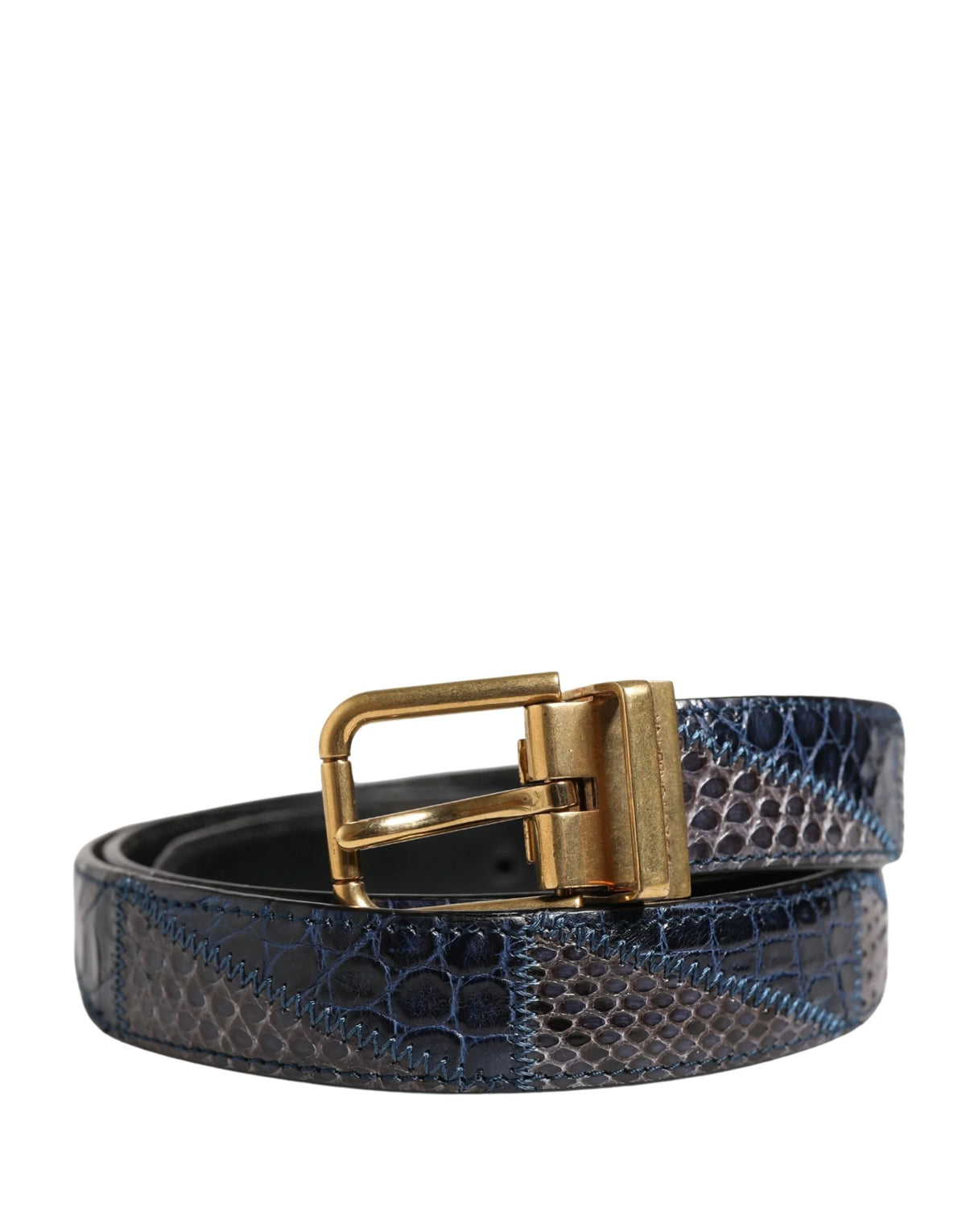 Dolce & Gabbana Men Multicolor Leather Metal Buckle Belt - 90 cm / 36 Inches