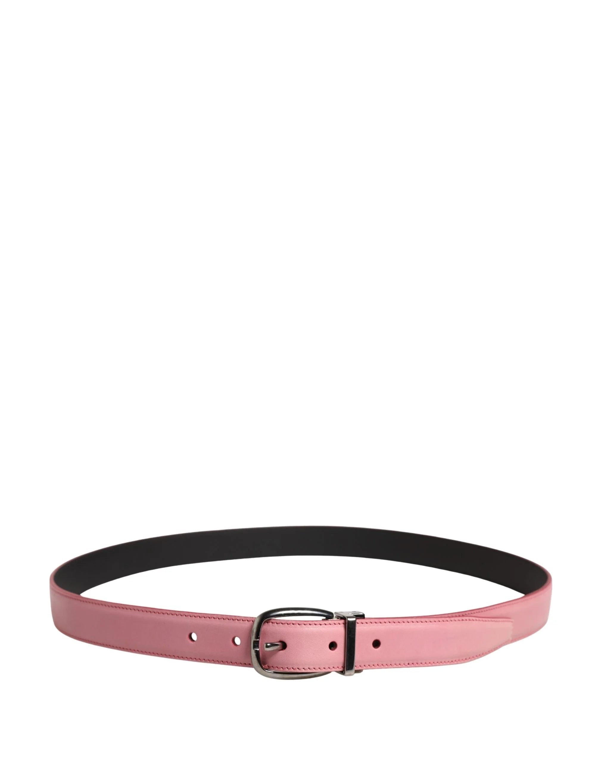 Dolce & Gabbana Men Pink Classic Leather Metal Buckle Belt - 95 cm / 38 Inches