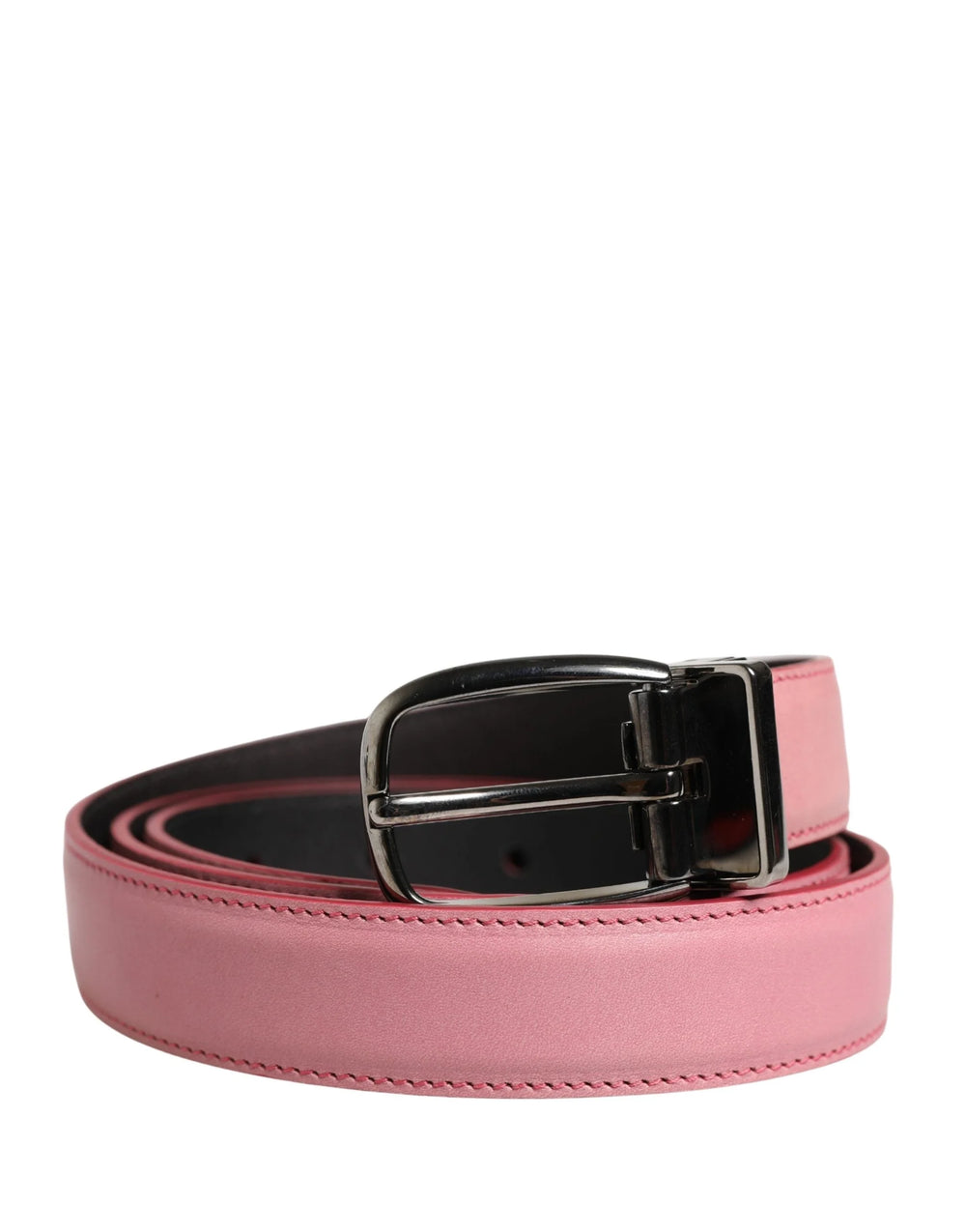 Dolce & Gabbana Men Pink Classic Leather Metal Buckle Belt - 95 cm / 38 Inches