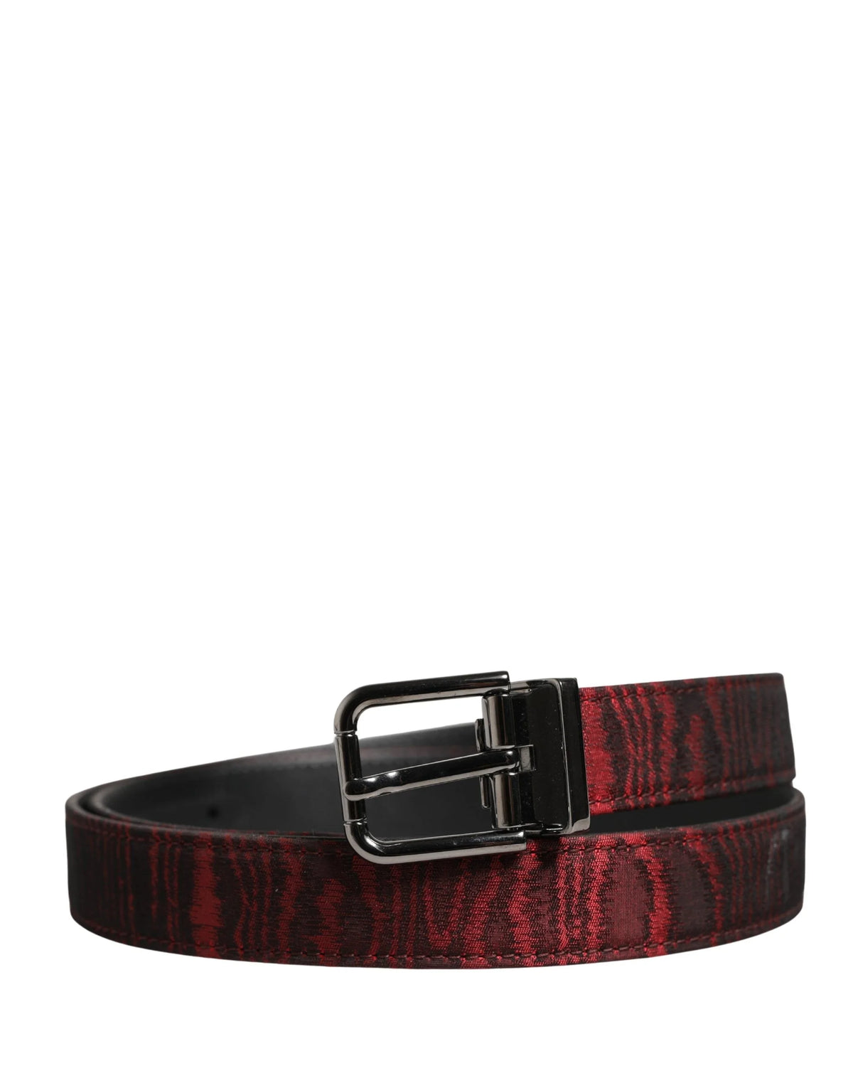 Dolce & Gabbana Men Red Jacquard Acetate Metal Buckle Belt - 90 cm / 36 Inches