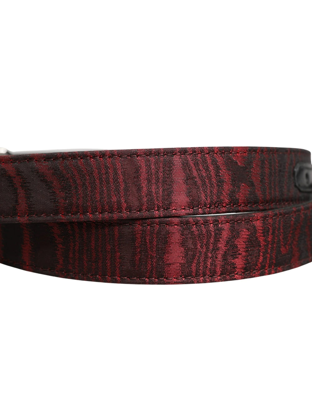 Dolce & Gabbana Men Red Jacquard Acetate Metal Buckle Belt - 90 cm / 36 Inches