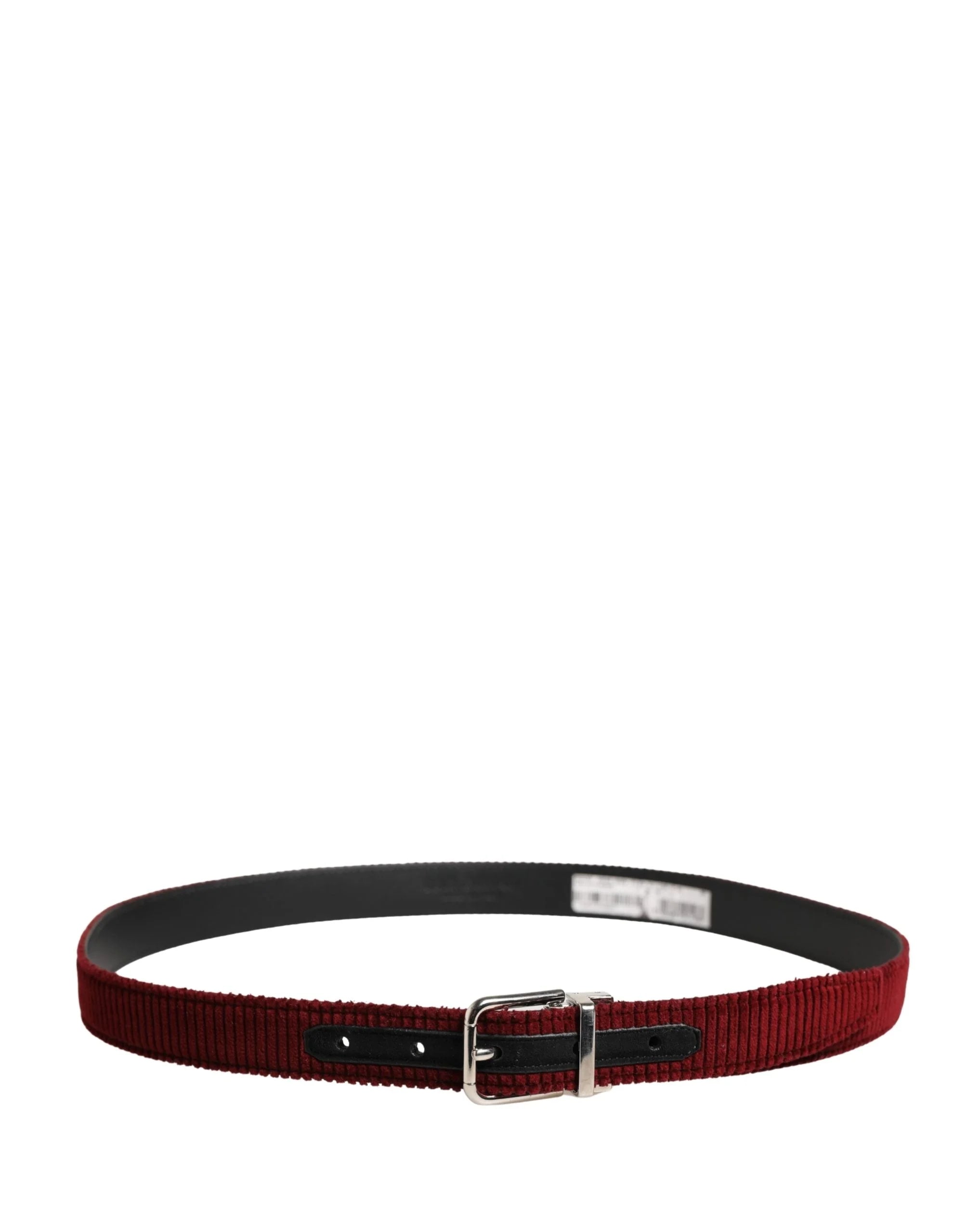 Dolce & Gabbana Men Red Velvet Leather Metal Buckle Belt - 90 cm / 36 Inches