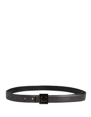 Dolce & Gabbana Men Silver Classic Leather Square Buckle Belt - 85 cm / 34 Inches
