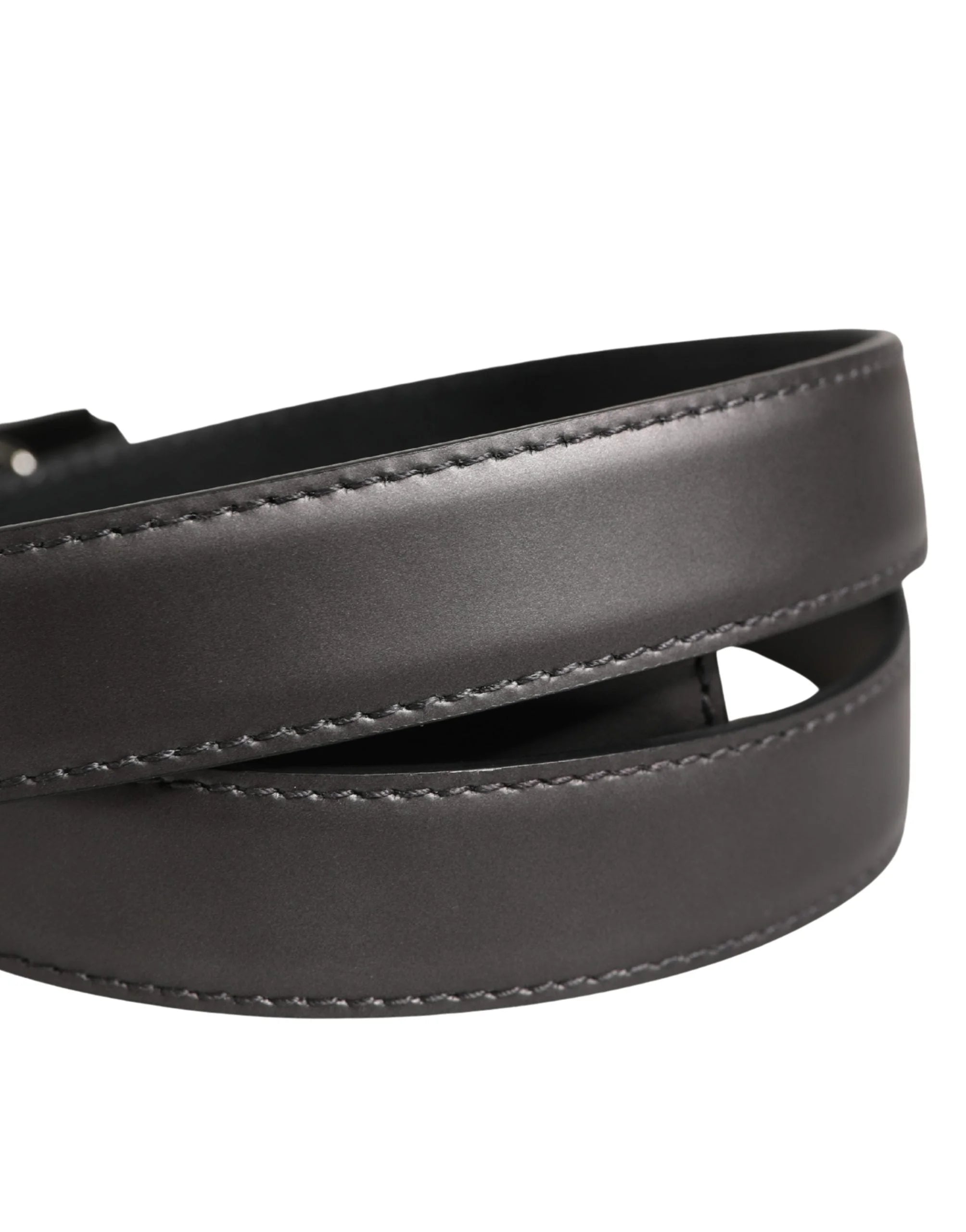 Dolce & Gabbana Men Silver Classic Leather Square Buckle Belt - 85 cm / 34 Inches
